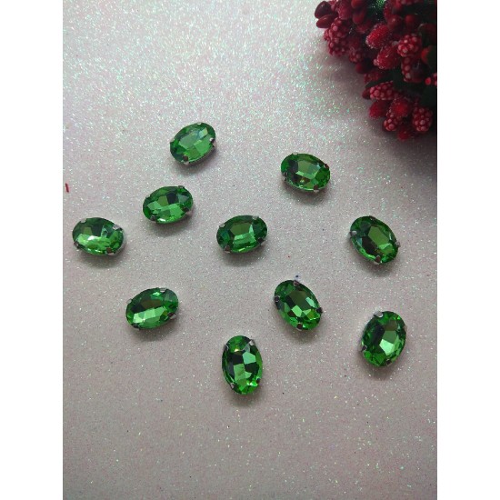 Стразы в цапах "Овал" цв. светло-зеленый, цена за 1 шт